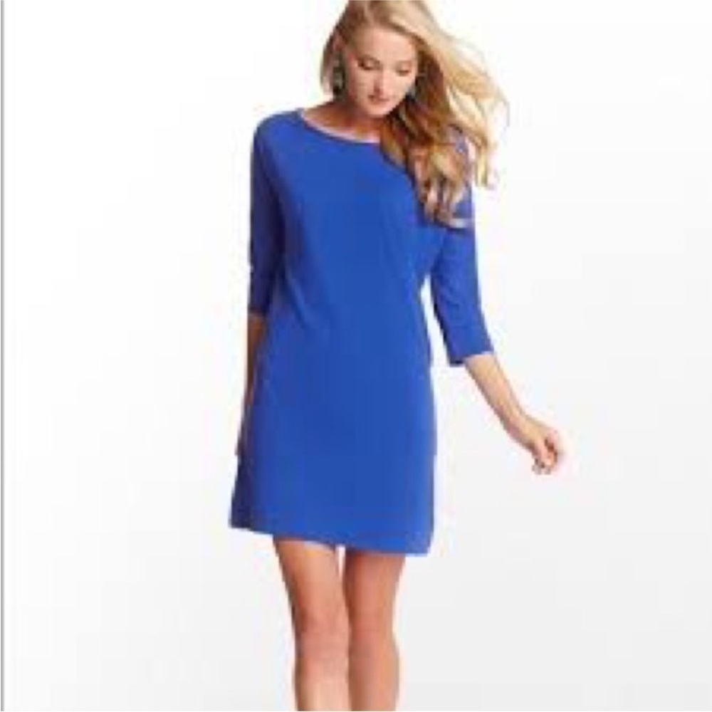 Lilly Pulitzer Cassie Blue Boat Neck T Shirt Dress XS Summer Classic - Picture 2 of 8